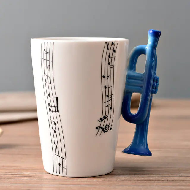 Ceramic Guitar-Shaped Musical Note Coffee Mugs