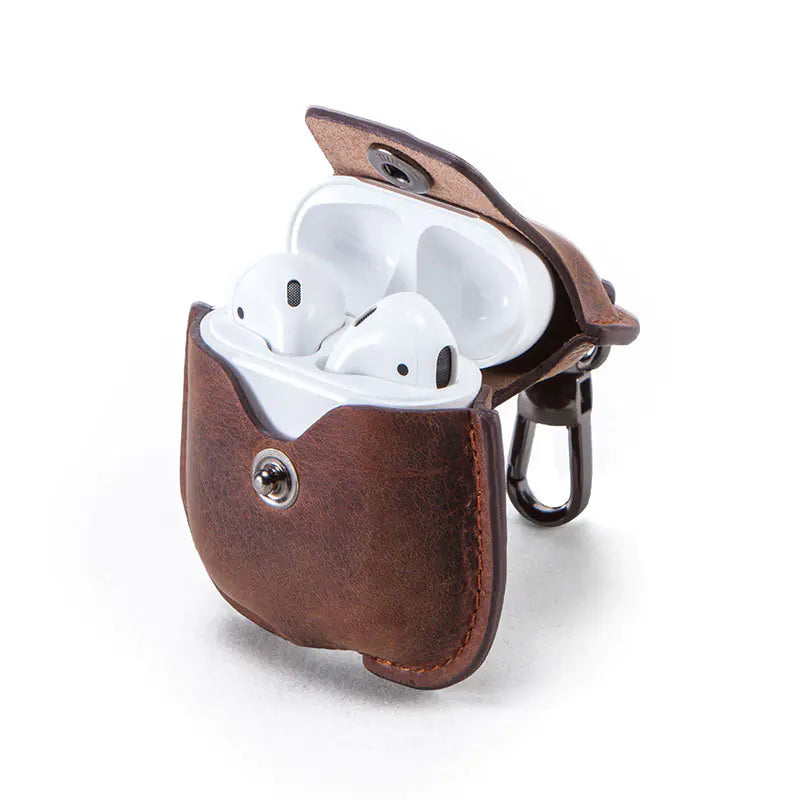 Crazy Horse Leather Case for AirPods 2 Wireless Earbuds