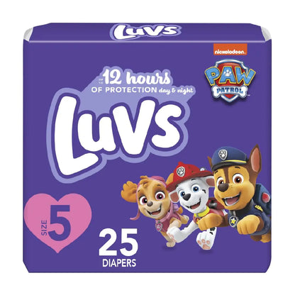 Luvs Diapers - Size 5 25 Count Paw Patrol Disposable Baby Diapers