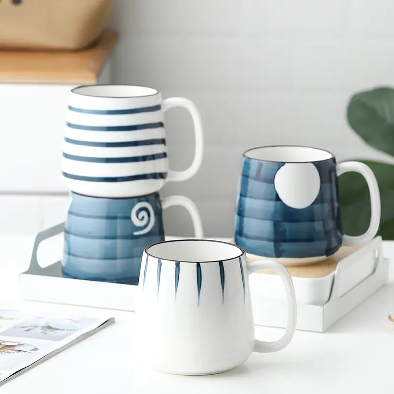 Large Handpainted Ceramic Coffee Tea Milk Mugs