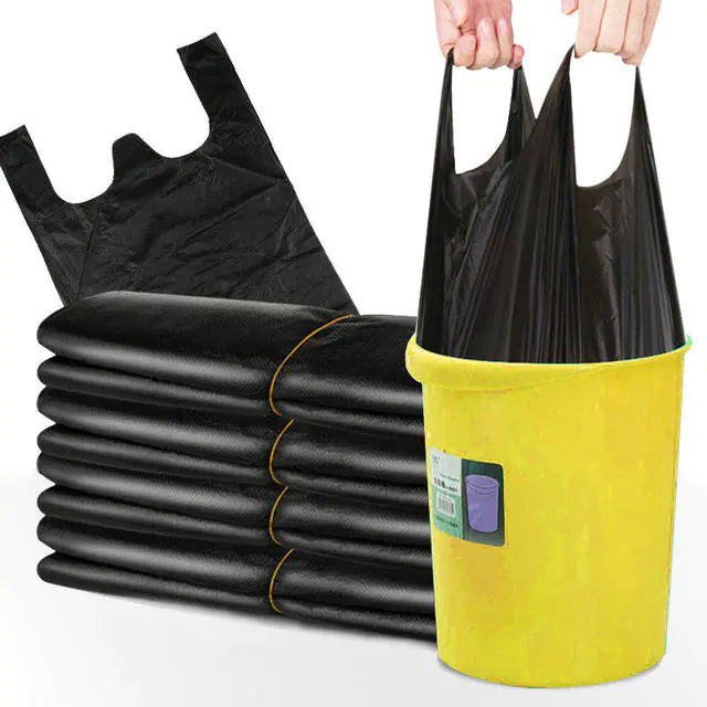 Thick Black Trash Bags - 50 Count Disposable Tote Bags