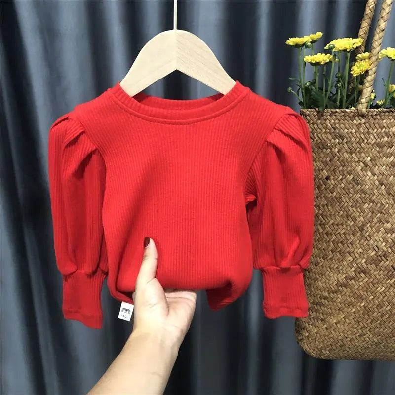 Baby Girl Puff Sleeve Long Sleeve Top Shirt