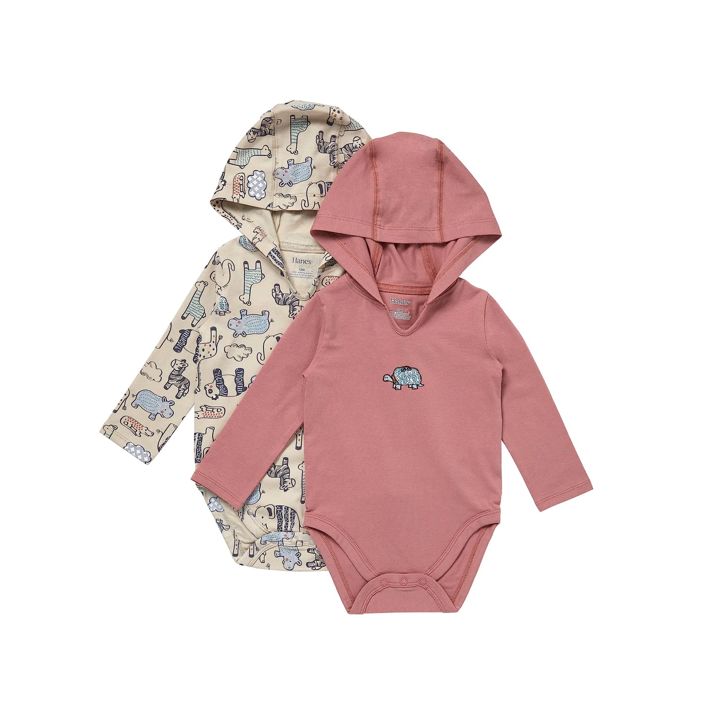 Hanes Unisex Baby Pure Comfort Long Sleeve Hoodie Bodysuits Infant Bodysuits Unisex 3-Pack