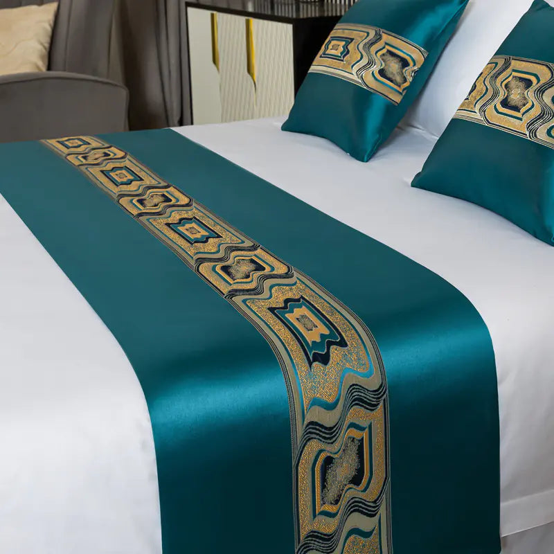 Luxury Jacquard Bed Runner with Decorative Pillows