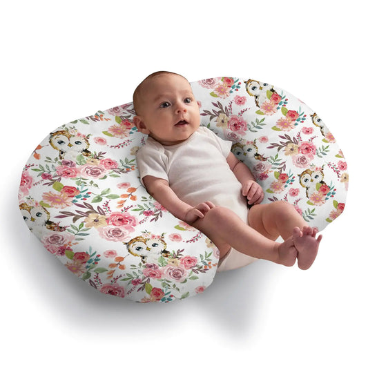 lanleay Floral Owl Nursing Pillow Cover Stretchy Removable Nursing Covers for Breastfeeding Pillows Soft Slipcover for Baby Boy Girls