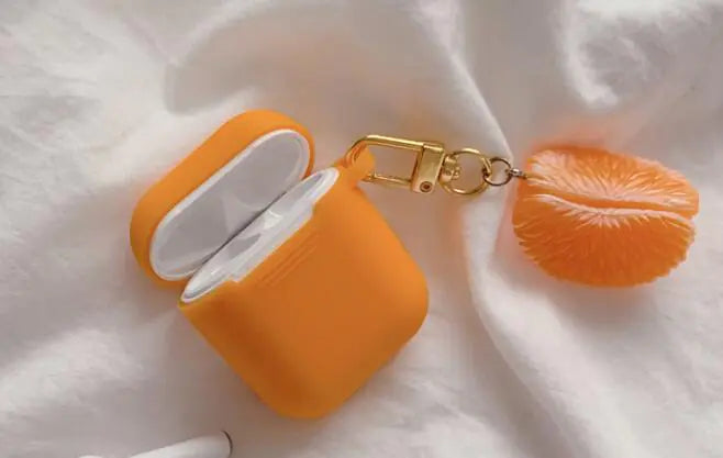 Korean Orange AirPods Silicone Case for Wireless Earbuds
