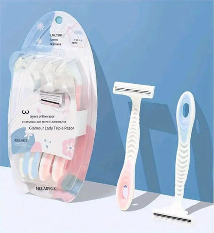 4 Pcs Women's Disposable Razors with Silky Touch Handles