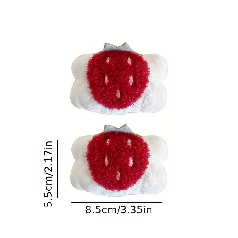 Cute Strawberry Flannel Face Wash Wrist Strap & Guard