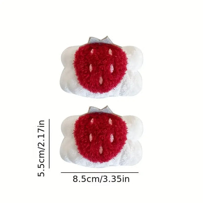 Cute Strawberry Flannel Face Wash Wrist Strap & Guard