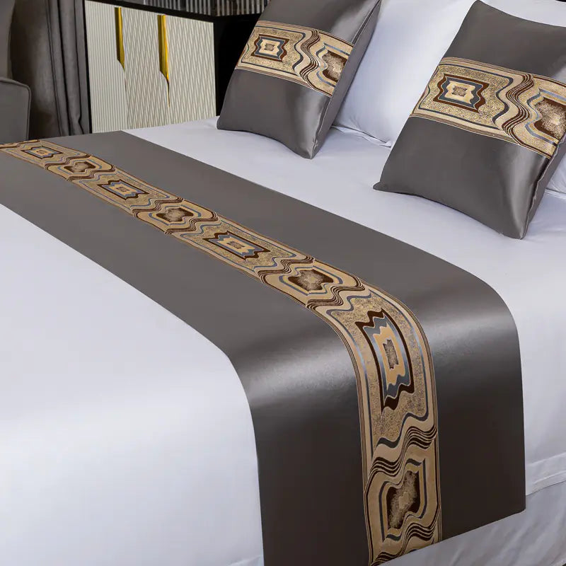 Luxury Jacquard Bed Runner with Decorative Pillows