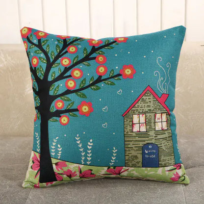Linen Printed Pillows for Car and Couch Decoration