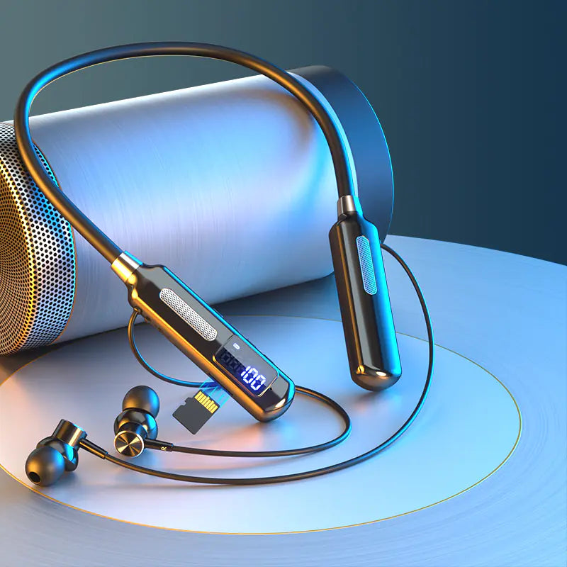 Smart Digital Display Neckband Wireless Earbuds
