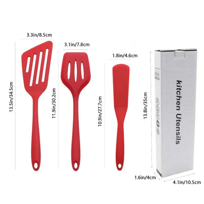 3pcs Silicone Kitchenware Set: Frying & Pizza Shovels