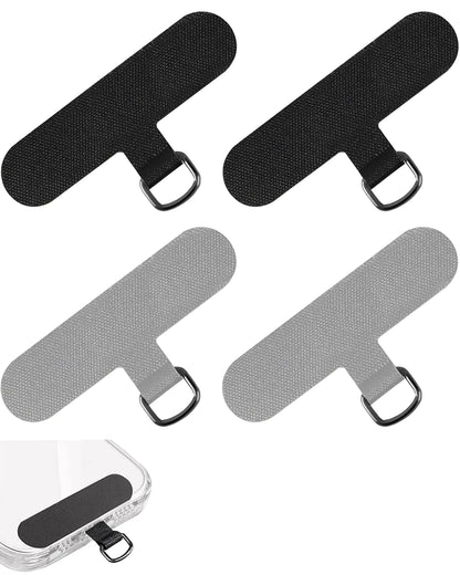 Qiifaiikooii 4 Pack Phone Tether Tab for IphoneCell Phone Lanyard Patch for All Full Phone Cases(Black/Grey)