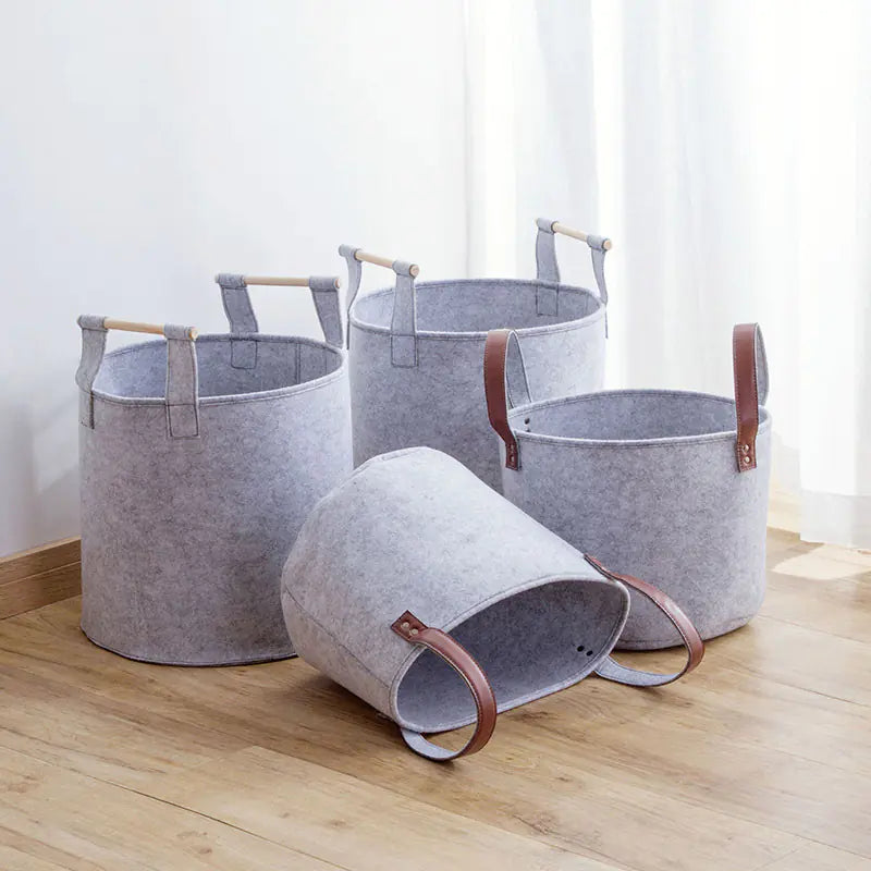 Minimalist Felt Storage Basket for Home and Car