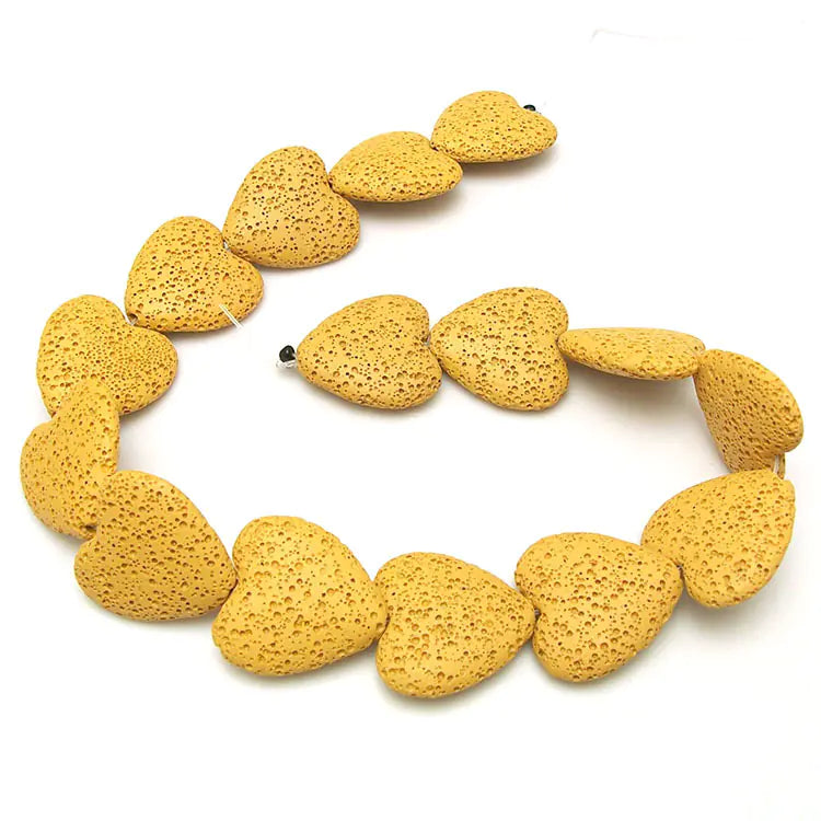 Colorful Heart-Shaped Volcanic Rock Bracelet