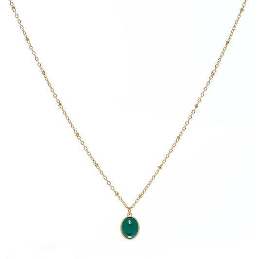 Fviswiak Crystal Gold Necklace For Women Dainty 14K Gold Plated/Silver Chain Stone Pendent Necklace Simple Trendy Cute Women Jewelry Gifts (Emerald Gold)