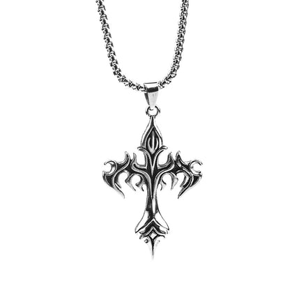 Men's Steel Warrior Jewelry - Cross Pendant Necklace