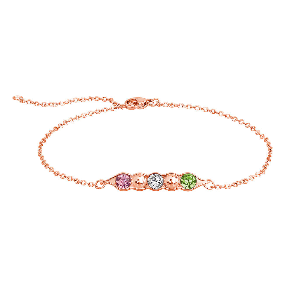 Fashion Pea Pod Birthstone Bracelet with Diamonds
