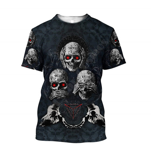 Funny Casual Skull Graphic T-Shirts for Men - Oversized