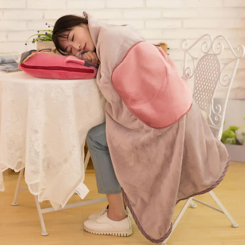 Cartoon Car Air Conditioning Blanket with Plush Pillows