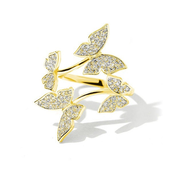 Adjustable Butterfly Ring with Diamonds