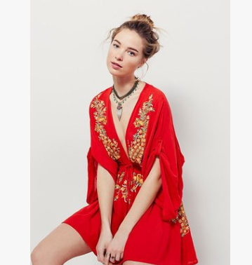 Embroidered V-Neck Dress