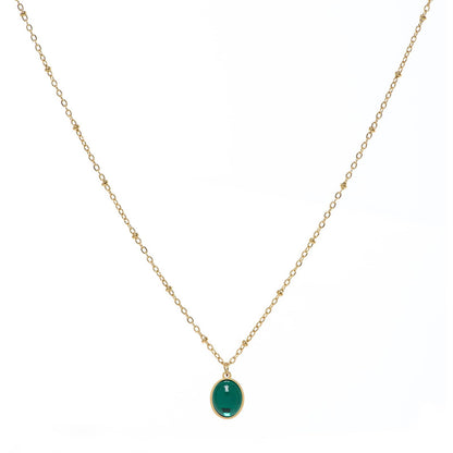 Fviswiak Crystal Gold Necklace For Women Dainty 14K Gold Plated/Silver Chain Stone Pendent Necklace Simple Trendy Cute Women Jewelry Gifts (Emerald Gold)