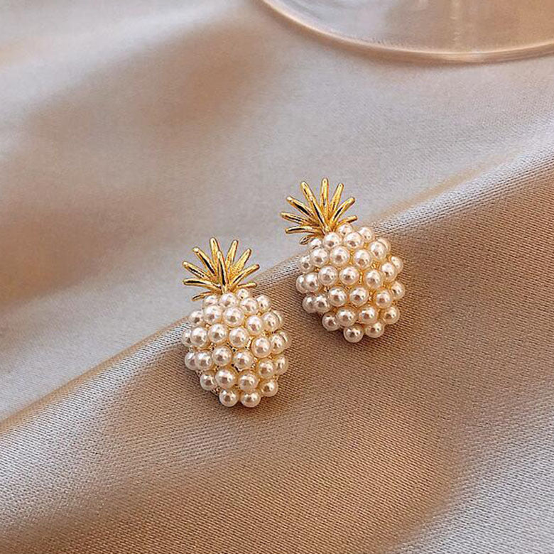 925 Silver Pineapple Pendant Earrings with Diamonds