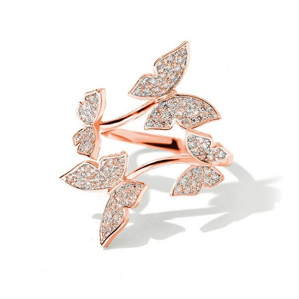 Adjustable Butterfly Ring with Diamonds
