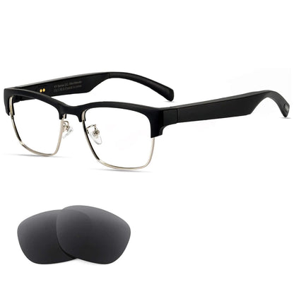 DOVIICO Smart Glasses Bluetooth-Audio Glasses for Men Women with Alexa Built-in Mic Blue Light Filter&Polarized Lenses for All Smart Devices Voice Assistant