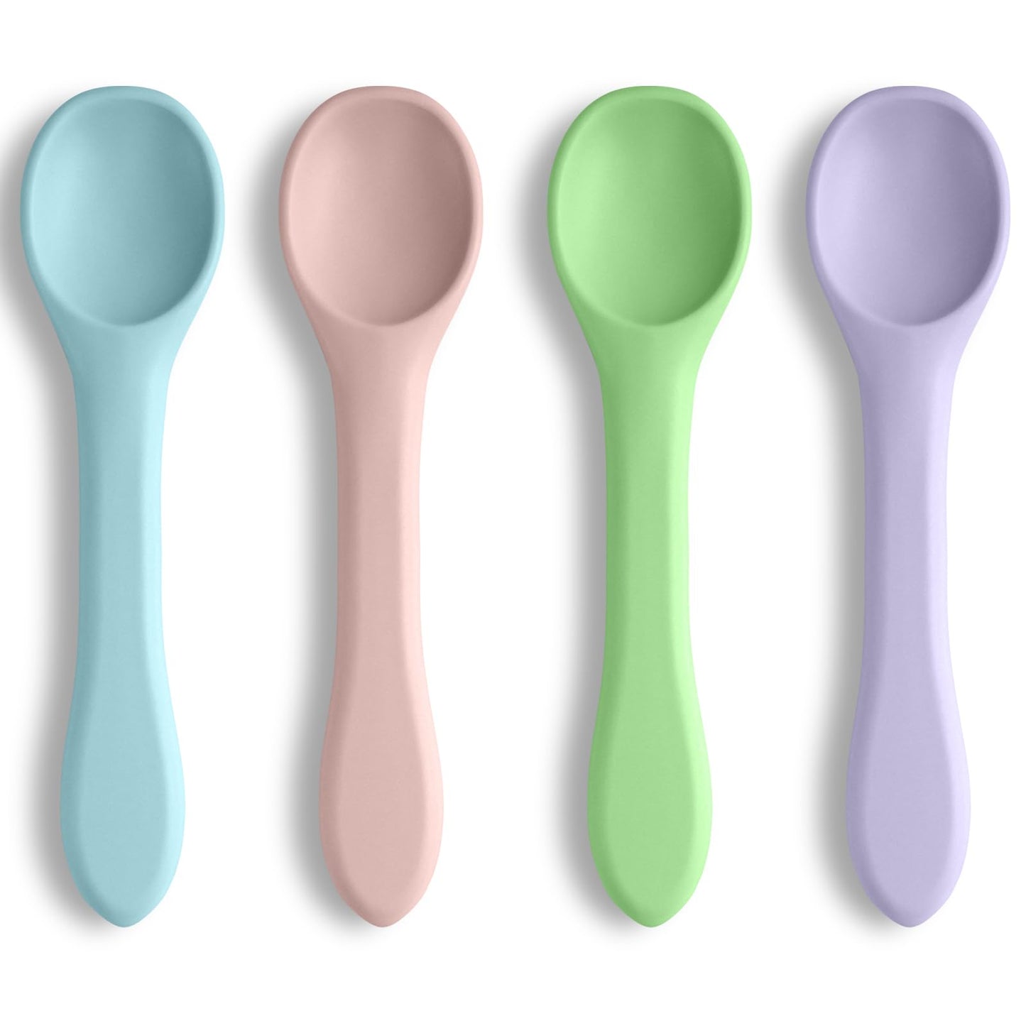 Vicloon Silicone Baby Feeding Spoons 4 PCS Baby Spoons First Stage Feeding Spoons for Infants Silicone Baby Spoons Ultra-Durable & Chewproof Silicone Feeding Spoons Dishwasher SafeBaby Utensils