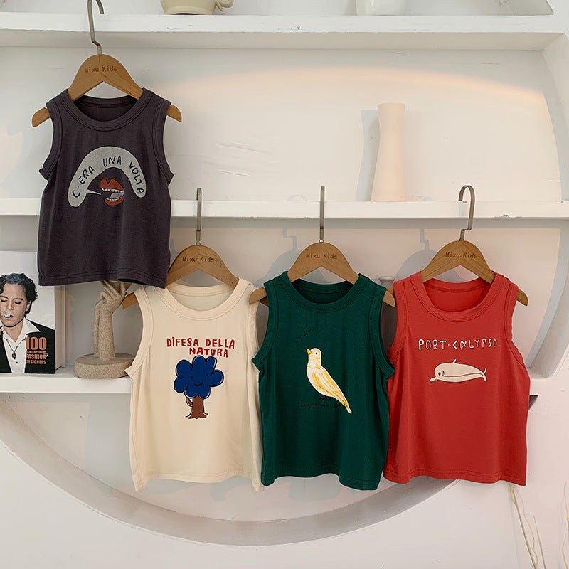 Summer Kids Cartoon Sleeveless T-Shirts for Boys & Girls