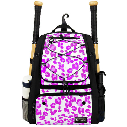 Baseball Bag Youth Baseball Bag Softball Bat Bag with Shoe Compartment Baseball Equipment Bag TBall Bat with Fence Hook for Batting Mitten Helmet Teeball Gear Adult Pink Leopard