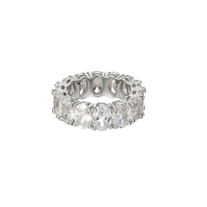 Large Gemstone Ring with Sparkling Diamonds