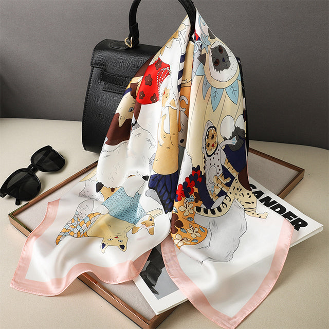 Luxury Silk Satin Scarves for Women - 70x70 cm Square