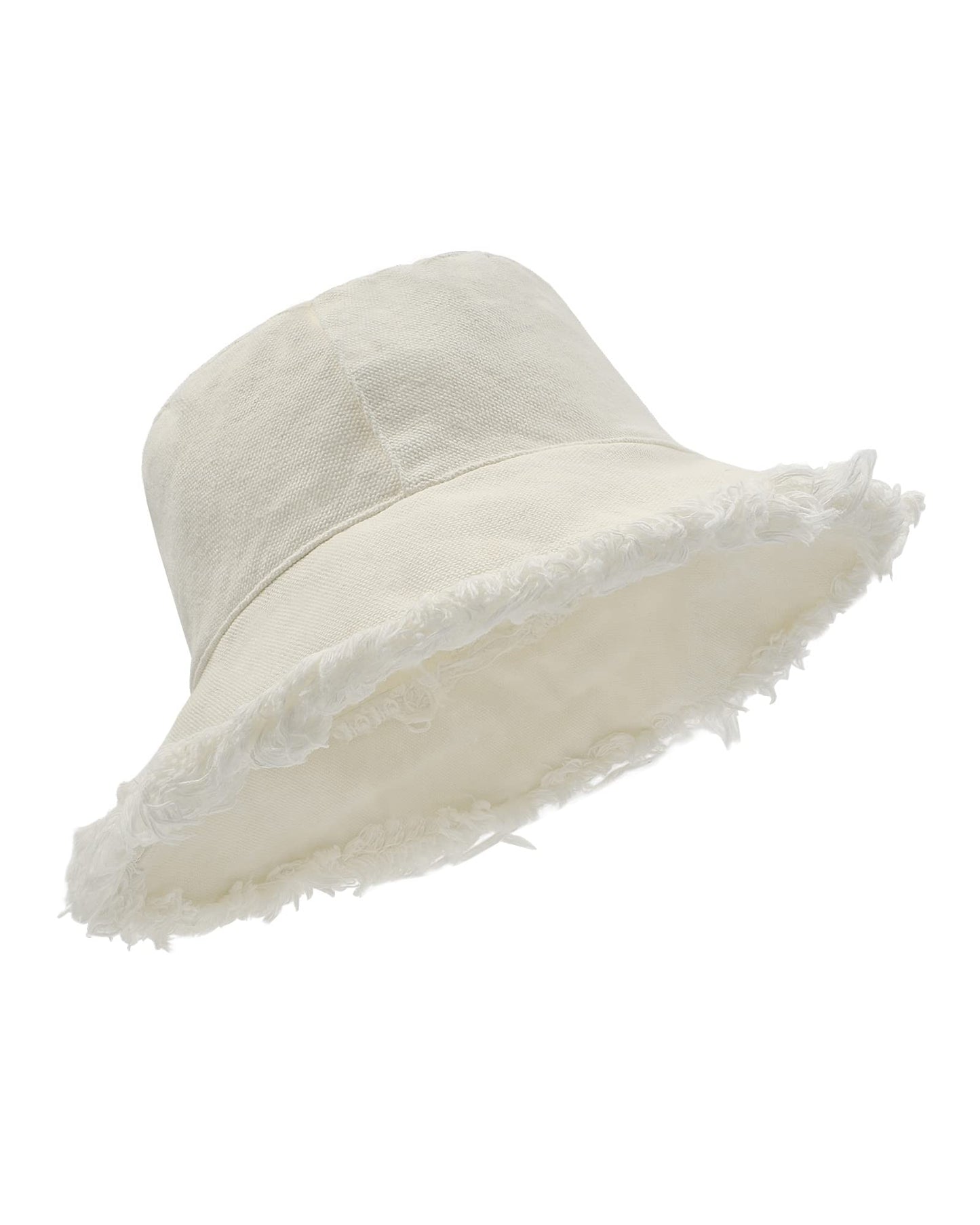 Zylioo Stylish Tassel Floppy Bucket Sun HatsUV Frayed Fishing Hats with Chin StrapBreathable Fringe Sunblock Travel Hats Beige