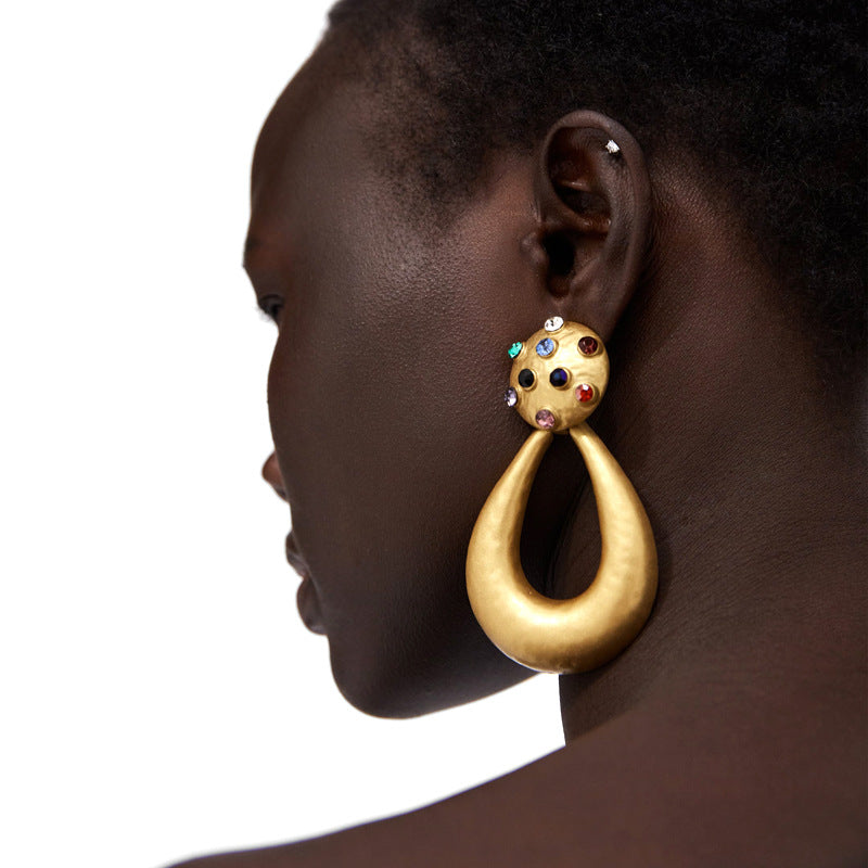 Fashionable Alloy Long Drop Earrings with Diamonds