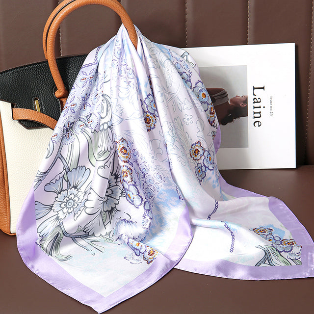 Luxury Silk Satin Scarves for Women - 70x70 cm Square