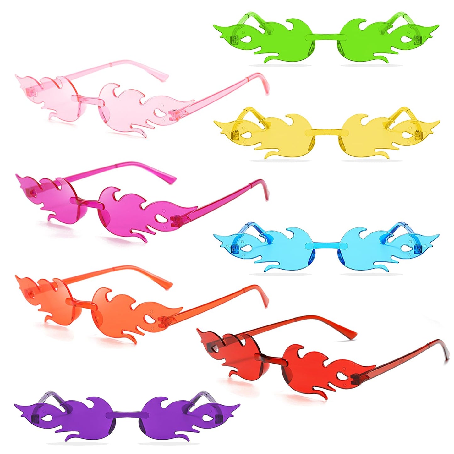 LIULIUBTY Star Shaped Rimless Sunglasses Jelly Fudge Heart Sunglasses Bachelorette Party Colorful Funky Sunglasses Party Favors (Colorful Fire)