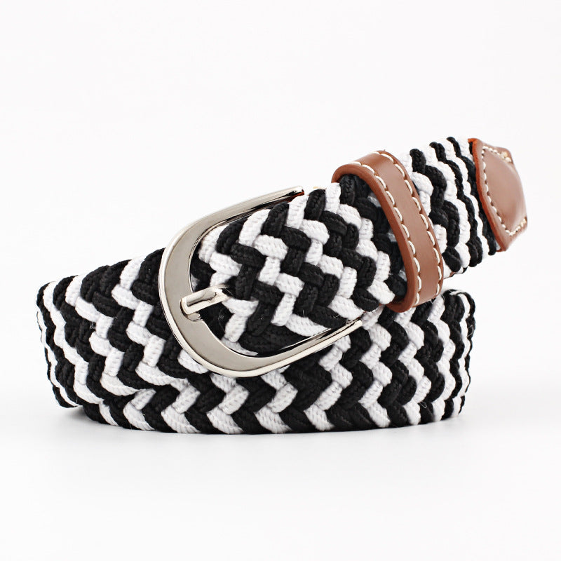 Unisex Canvas Belt - Elastic Woven Waist Belt for Students