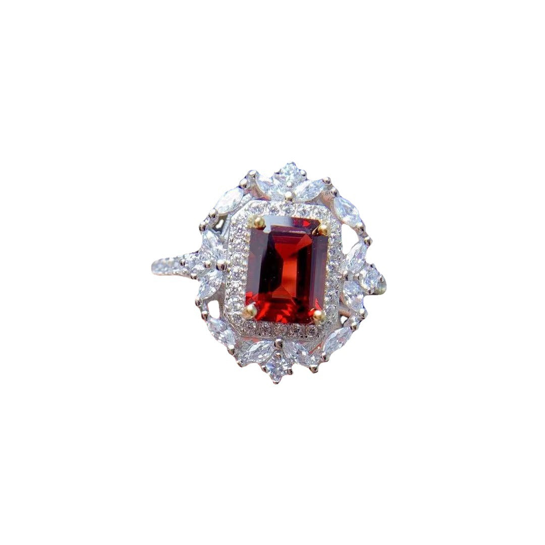 Mozambique Garnet Ring with Diamonds