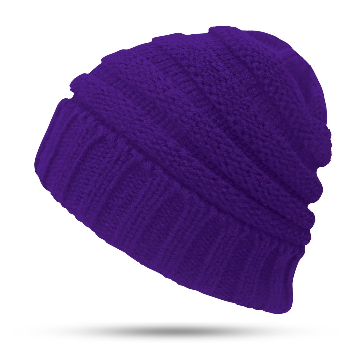 JYxingchi Cable Knit Beanie Women Winter Warm Soft Thick Hats Trendy Chunky Skully Beanies Purple