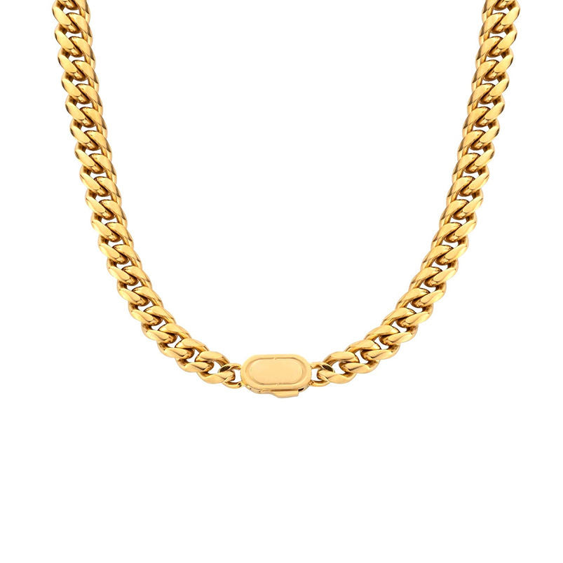 New Oval Cuban Necklace in Titanium Steel