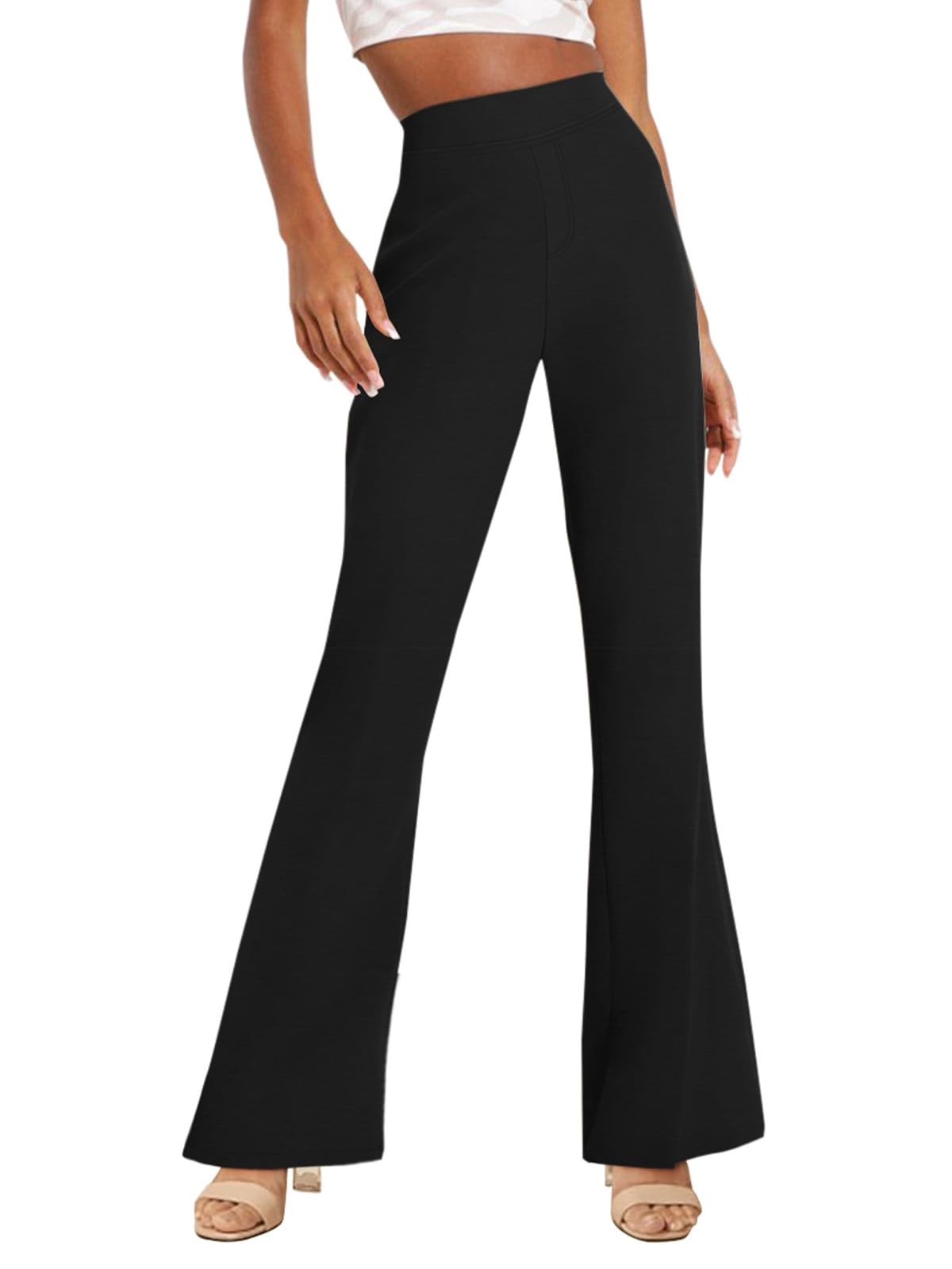 NIMIN Womens Dress Pants High Waisted Flare Casual Slacks for Women Stretchy Boot Cut Work Trousers with Pockets Black
