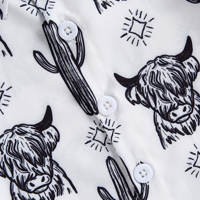 Cattle Cactus Graphic Print Short Sleeve Baby Shirts