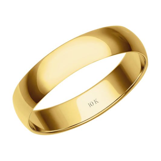 4MM Solid Gold Mens Wedding Band - Lightweight Wedding Ring for Men; 10K Yellow Gold Jewelry; Plain Mens Wedding Band; Comfortable Classic Gold Rings for Men Size 7.5 by Brilliant Expressions