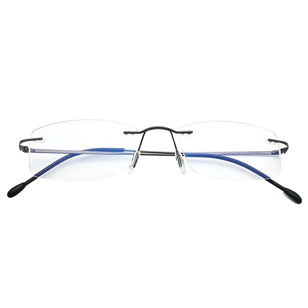 HIYANJN Rimless Readers Blue light proof reading glasses Women Men Anti Glare Filter Lightweight Eyeglasses 2.5