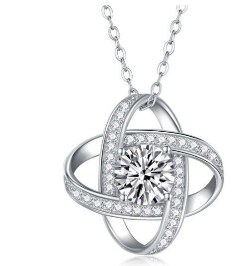 925 Silver Clover Necklace with Diamonds