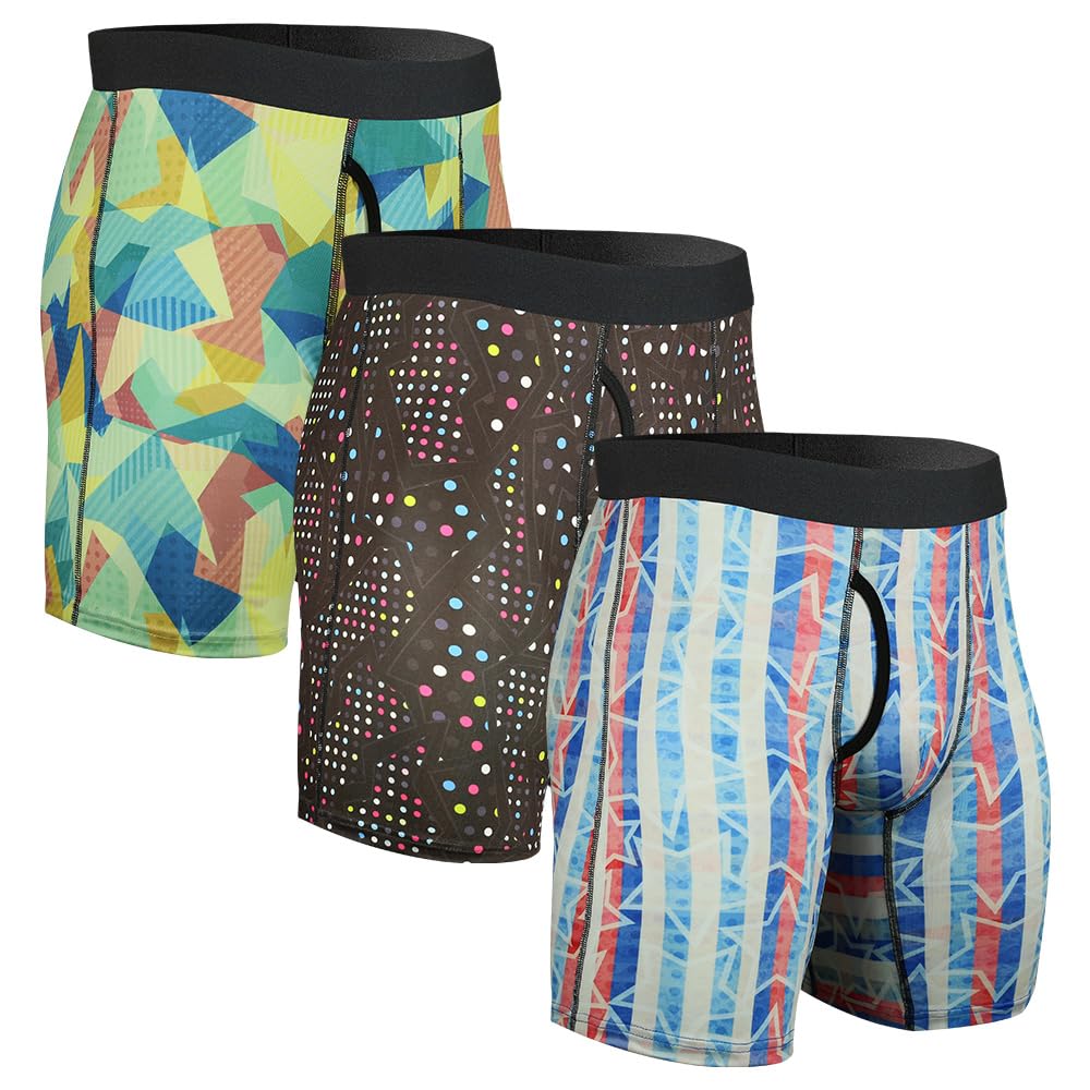 CHUAKIN Mens Athletic Underwear Mens Boxer Briefs Long Leg Trunks Underwear 3 Pack